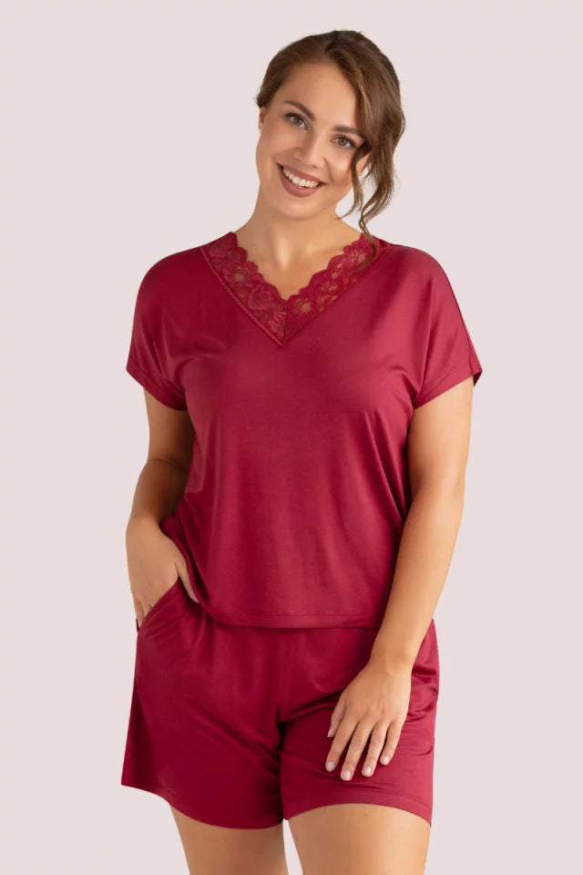 Viskozės pižamytė su nėrinukais (L-3XL)
