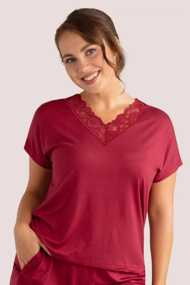 Viskozės pižamytė su nėrinukais (L-3XL)