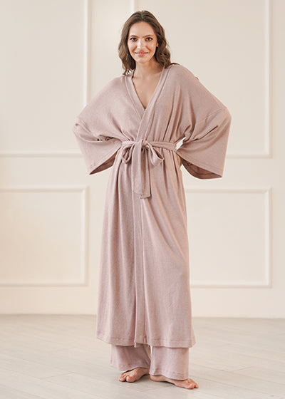 Bathrobe with angora wool