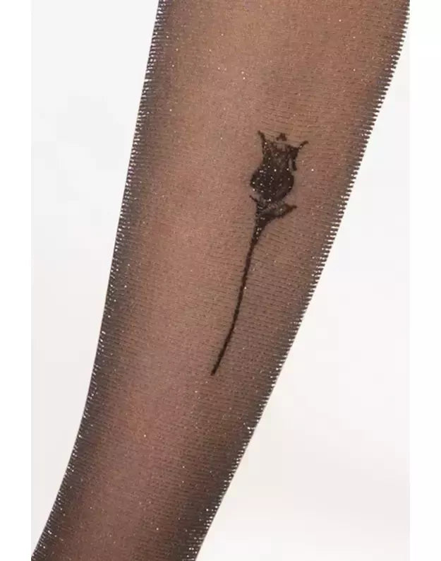 Sidabriniu blizgančios pėdkelnės su rožyte 20 denų Lurex